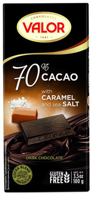 Шоколад VALOR чор 70% карам сіль 100г